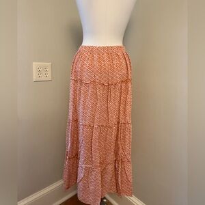 Orange Tiered Maxi Skirt